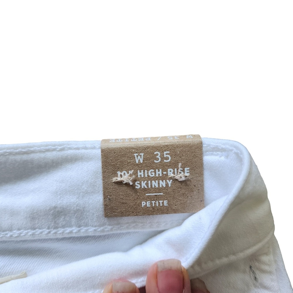 Madewell 10" High-Rise Skinny Jeans White Button‎ Fly Raw Hem Womens 35 Petite - Picture 5 of 11